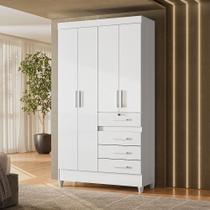 Guarda-Roupa Solteiro 4 Portas 4 Gavetas e 1 com Chave e Pés Sobral Branco/Rosa/Azul/Lilás