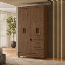 Guarda-Roupa Solteiro 4 Portas 4 Gavetas e 1 com Chave e Pés Sobral Marrom/Castanho Wood