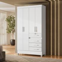 Guarda-Roupa Solteiro 4 Portas 4 Gavetas e 1 com Chave e Pés Sobral Guarda-Roupa Solteiro 4 Portas 4 Gavetas e 1 com Chave e Pés Sobral