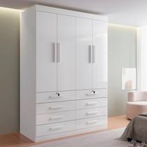 Guarda Roupa Solteiro 4 Portas 8 Gavetas Marselha Plus Branco Guarda Roupa Solteiro 4 Portas 8 Gavetas Marselha Plus Branco