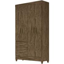 Guarda Roupa Solteiro 4 Portas 8523 Castanho Wood Moval