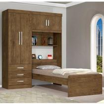 Guarda-Roupa Solteiro 4 Portas com Cama de Solteiro Cancun Yescasa