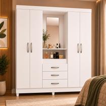 Guarda-Roupa Solteiro 4 Portas com Espelho 3 Gavetas Capri Moval Guarda-Roupa Solteiro 4 Portas com Espelho 3 Gavetas Capri Moval