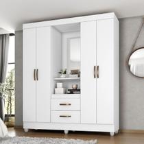 Guarda Roupa Solteiro 4 Portas com Espelho Branco Guarda Roupa Solteiro 4 Portas com Espelho Branco