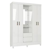 Guarda Roupa Solteiro 4 portas com pés Capelinha Fit Branco Brilho - Santos Andirá Guarda Roupa Solteiro 4 portas com pés Capelinha Fit Branco Brilho - Santos Andirá