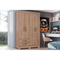 Guarda Roupa Solteiro 4 Portas e 2 Gavetas Briz BE12 Jequitibá Brilho - Henn