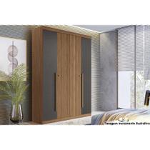 Guarda Roupa Solteiro 4 Portas e 2 Gavetas Buriti Jatoba/Grafitte - Santos Andirá Guarda Roupa Solteiro 4 Portas e 2 Gavetas Buriti Jatoba/Grafitte - Santos Andirá