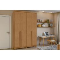 Guarda Roupa Solteiro 4 Portas e 2 Gavetas c/ Pés Alonzo Amendoa Clean - Lopas Guarda Roupa Solteiro 4 Portas e 2 Gavetas c/ Pés Alonzo Amendoa Clean - Lopas