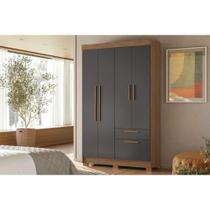 Guarda Roupa Solteiro 4 Portas e 2 Gavetas c/ Pés Londrina 4.2 Jatobá/Grafite - Santos Andirá Guarda Roupa Solteiro 4 Portas e 2 Gavetas c/ Pés Londrina 4.2 Jatobá/Grafite - Santos Andirá