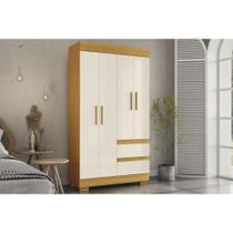 Guarda Roupa Solteiro 4 Portas e 2 Gavetas Maya Nature/Off White - ACP