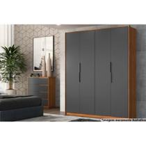 Guarda Roupa Solteiro 4 Portas e 3 Gavetas Attore Amendola/Grafito - Demóbile Guarda Roupa Solteiro 4 Portas e 3 Gavetas Attore Amendola/Grafito - Demóbile
