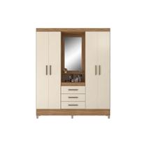 Guarda Roupa Solteiro 4 Portas e 3 Gavetas c/ 1 Espelho Capelinha Persia Amendola/Off White - Demóbile Guarda Roupa Solteiro 4 Portas e 3 Gavetas c/ 1 Espelho Capelinha Persia Amendola/Off White - Demóbile