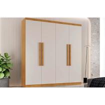 Guarda Roupa Solteiro 4 Portas e 3 Gavetas Império Naturale/Off White - Rufato