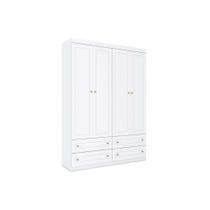 Guarda Roupa Solteiro 4 Portas e 4 Gavetas Americano Branco - Henn