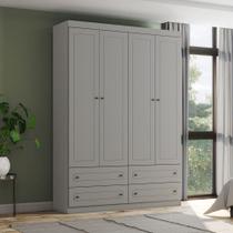 Guarda Roupa Solteiro 4 Portas E 4 Gavetas Amy Casa 812 Cinza