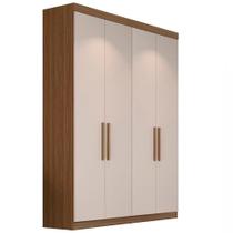 Guarda-Roupa Solteiro 4 Portas Édez Ash, Off White/Nogueira