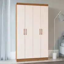 Guarda-Roupa Solteiro 4 Portas Lyon 8 Prateleiras 40466 Off/White - Pnr Móveis