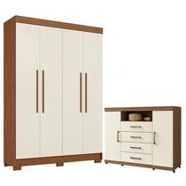 Guarda Roupa Solteiro 4 Portas Sarandi com Cômoda Havana Rodizio Jatoba Areia - Santos Andirá Guarda Roupa Solteiro 4 Portas Sarandi com Cômoda Havana Rodizio Jatoba Areia - Santos Andirá