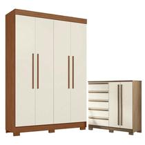 Guarda Roupa Solteiro 4 Portas Sarandi com Cômoda Malaga com Pés Jatoba Areia - Santos Andirá Guarda Roupa Solteiro 4 Portas Sarandi com Cômoda Malaga com Pés Jatoba Areia - Santos Andirá