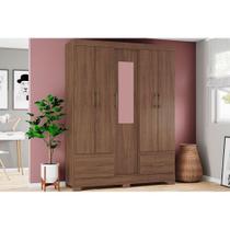 Guarda Roupa Solteiro 5 Portas e 2 Gavetas c/ Espelho e Pés Briz B60 Castanho - Henn Guarda Roupa Solteiro 5 Portas e 2 Gavetas c/ Espelho e Pés Briz B60 Castanho - Henn