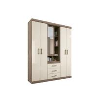 Guarda Roupa Solteiro 5 Portas e 3 Gavetas Havana Star 5.3 Castanha/Off White - Santos Andirá