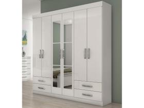 Guarda Roupa Solteiro 6 Portas (2 c/ Espelho) e 4 GavetasZeus Branco - Lopas Guarda Roupa Solteiro 6 Portas (2 c/ Espelho) e 4 GavetasZeus Branco - Lopas