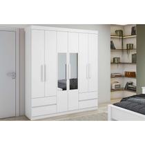 Guarda Roupa Solteiro 6 Portas (2 c/ Espelho) e 4 GavetasZeus Branco - Lopas Guarda Roupa Solteiro 6 Portas (2 c/ Espelho) e 4 GavetasZeus Branco - Lopas
