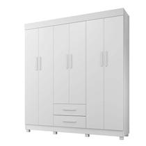 Guarda Roupa Solteiro 6 Portas 2 Gavetas Copacabana New Benetil Móveis Branco