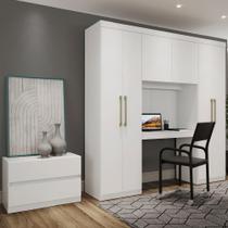 Guarda Roupa Solteiro 6 Portas 2 Gavetas Porto Branco com Escrivaninha Carraro Guarda Roupa Solteiro 6 Portas 2 Gavetas Porto Branco com Escrivaninha Carraro