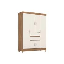 Guarda Roupa Solteiro 6 Portas e 2 Gavetas Ecom II Amêndola/Off White - Demóbile Guarda Roupa Solteiro 6 Portas e 2 Gavetas Ecom II Amêndola/Off White - Demóbile