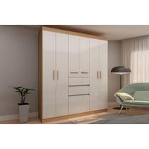 Guarda Roupa Solteiro 6 Portas e 3 Gavetas Berna Freijo/White Laca - Genialflex