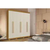 Guarda Roupa Solteiro 6 Portas e 3 Gavetas Paolla Cinamomo/Off White - ACP Guarda Roupa Solteiro 6 Portas e 3 Gavetas Paolla Cinamomo/Off White - ACP