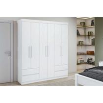 Guarda Roupa Solteiro 6 Portas e 4 Gavetas Zeus Branco - Lopas