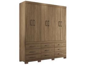 Guarda Roupa Solteiro 6 Portas e 9 Gavetas c/ Pés Star 6.9 Jatoba - Santos Andirá