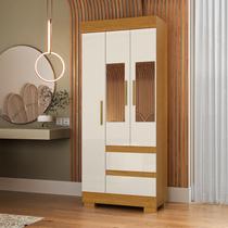 Guarda-roupa Solteiro 75,30cm 3 Ptas com Esp e 2 Gavetas Chantrieri Espresso Móveis