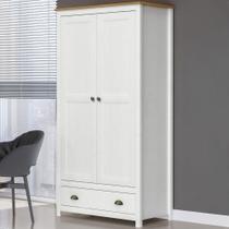 Guarda Roupa Solteiro 91cm 2 Portas 1 Gaveta Lázio Branco/Freijó F07 - Mpozenato