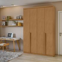 Guarda-Roupa Solteiro Alonzo 4 portas 2 Gavetas Amêndoa Clean - Móveis Lopas