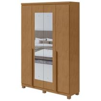Guarda-Roupa Solteiro Alonzo 4 portas 2 Gavetas Com Espelho Amêndoa Clean Guarda-Roupa Solteiro Alonzo 4 portas 2 Gavetas Com Espelho Amêndoa Clean