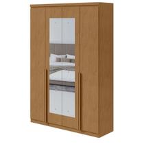 Guarda-Roupa Solteiro Alonzo 4 portas 2 Gavetas Com Espelho Amêndoa Clean Guarda-Roupa Solteiro Alonzo 4 portas 2 Gavetas Com Espelho Amêndoa Clean