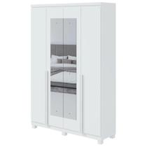 Guarda-Roupa Solteiro Alonzo 4 portas 2 Gavetas Com Espelho Branco Guarda-Roupa Solteiro Alonzo 4 portas 2 Gavetas Com Espelho Branco