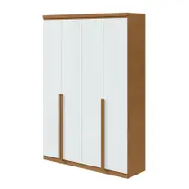 Guarda-Roupa Solteiro Alonzo 4 PT 2 GV Amêndoa e Branco