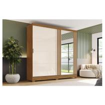 Guarda Roupa Solteiro Ambiente B352 Nature Off White Com Espelho - Briz Móveis