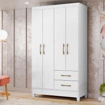 Guarda Roupa Solteiro Ambiente Chile 4 Portas Branco Brilho - Moval
