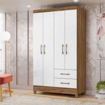 Guarda Roupa Solteiro Ambiente Chile 4 Portas Naturale Branco - Moval Guarda Roupa Solteiro Ambiente Chile 4 Portas Naturale Branco - Moval