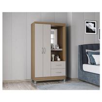 Guarda Roupa Solteiro Ambiente Cordoba 2 Portas Castanho Off White Poquema