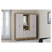 Guarda Roupa Solteiro Ambiente Cordoba 4 Portas Castanho Off White - Poquema