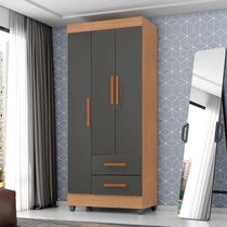 Guarda Roupa Solteiro Ambiente Lite 3 Portas Nature Cinza Móveis Leão