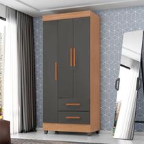 Guarda Roupa Solteiro Ambiente Lite 3 Portas Nature Cinza Móveis Leão