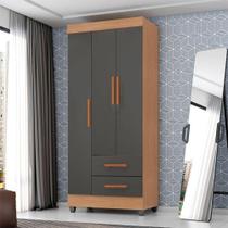 Guarda Roupa Solteiro Ambiente Lite 3 Portas Nature Cinza - Móveis Leão