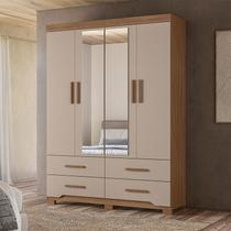 Guarda Roupa Solteiro Ambiente Miami 4 Portas Carvalho Fendi com Espelho - Moval Guarda Roupa Solteiro Ambiente Miami 4 Portas Carvalho Fendi com Espelho - Moval